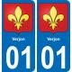 01 Verjon autocollant sticker plaque immatriculation auto ville