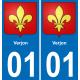 01 Verjon autocollant sticker plaque immatriculation auto ville