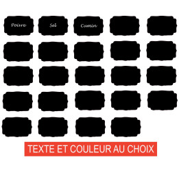 Étiquettes adhésives x24 vignette couleur et texte au choix épices conserve confiture rangement logo349