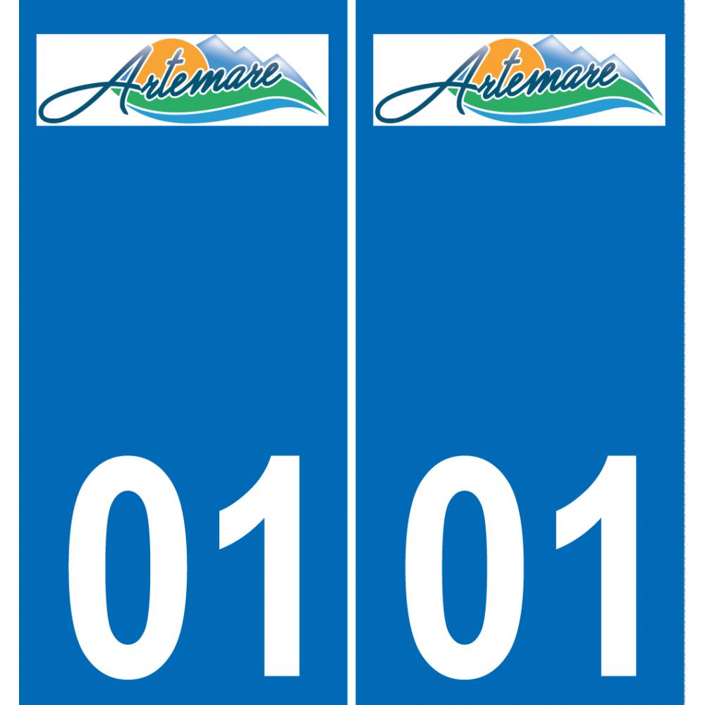 01 Artemare logo autocollant plaque immatriculation auto ville sticker