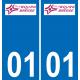 01 Bourg-en-Bresse logo autocollant plaque immatriculation auto ville sticker