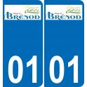 01 Brénod logo autocollant plaque immatriculation auto ville sticker