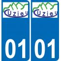 01 Cuzieu logo autocollant plaque immatriculation auto ville sticker