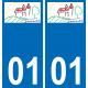 01 Domsure logo autocollant plaque immatriculation auto ville sticker