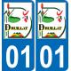 01 Druillat logo autocollant plaque immatriculation auto ville sticker