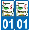 01 Druillat logo autocollant plaque immatriculation auto ville sticker