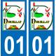 01 Druillat logo autocollant plaque immatriculation auto ville sticker