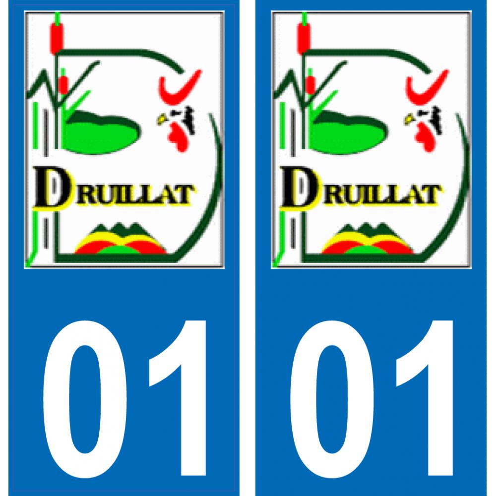 01 Druillat logo autocollant plaque immatriculation auto ville sticker