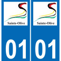 01 Sainte-Olive logotipo de la etiqueta engomada de la placa de registro de la ciudad