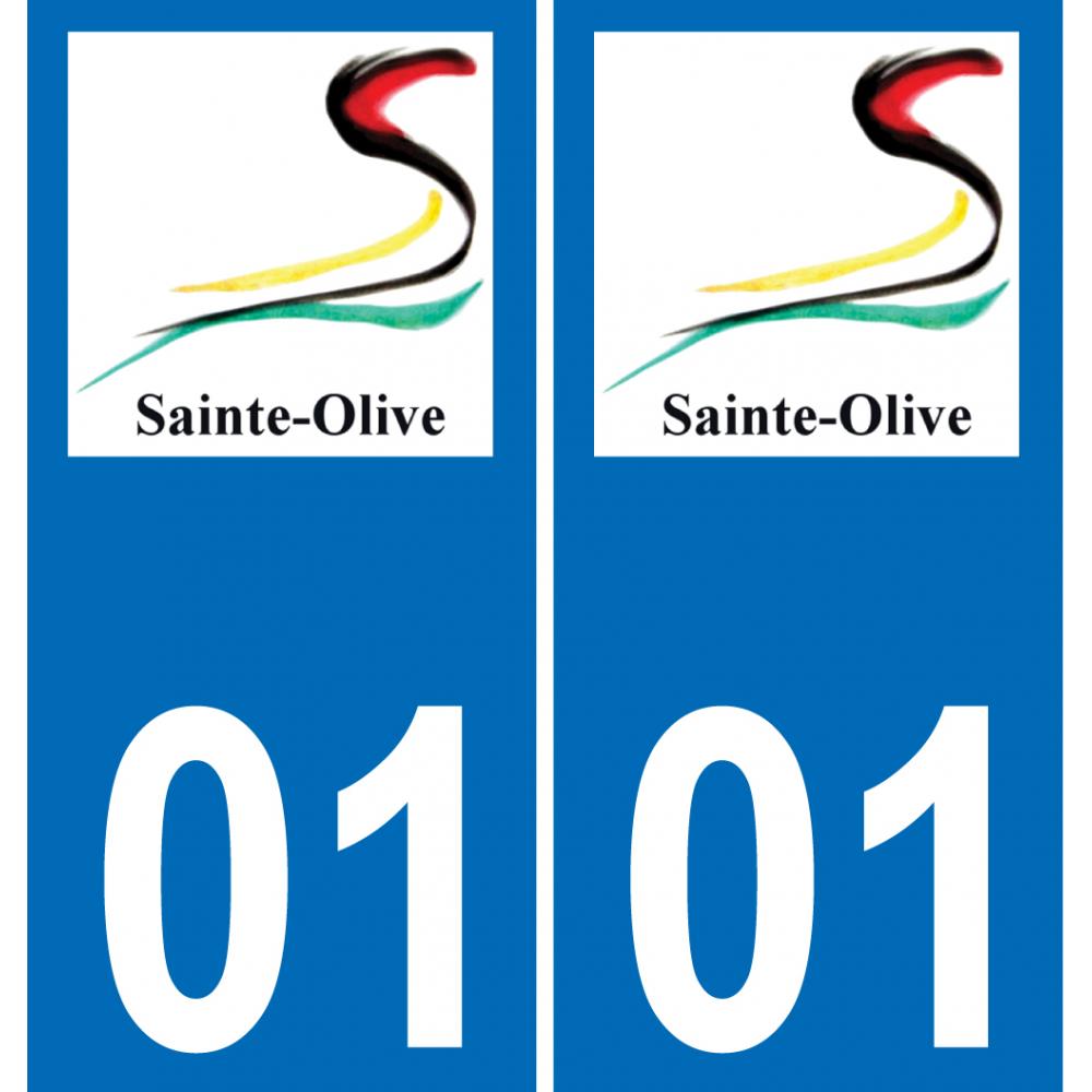 01 Sainte-Olive logotipo de la etiqueta engomada de la placa de registro de la ciudad