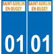 01 Saint-Sorlin-en-Bugey logotipo de la etiqueta engomada de la placa de registro de la ciudad