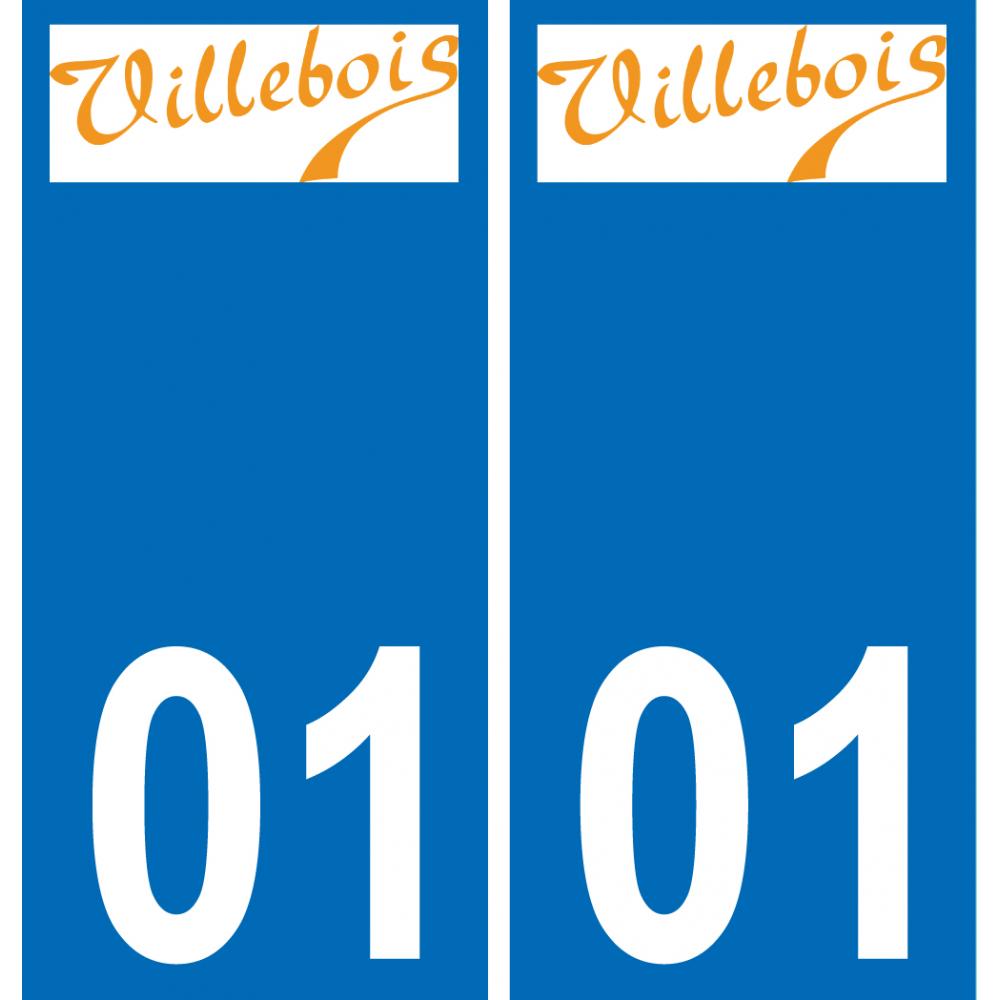 01 Villebois logo autocollant plaque immatriculation auto ville sticker