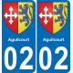 02 Aguilcourt autocollant sticker plaque immatriculation auto ville