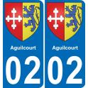 02 Aguilcourt autocollant sticker plaque immatriculation auto ville