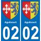 02 Aguilcourt autocollant sticker plaque immatriculation auto ville