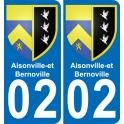 02 Aisonville-et-Bernoville autocollant sticker plaque immatriculation auto ville