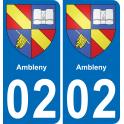 02 Ambleny autocollant sticker plaque immatriculation auto ville