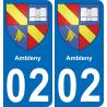 02 Ambleny autocollant sticker plaque immatriculation auto ville