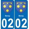 02 Benay autocollant sticker plaque immatriculation auto ville