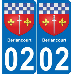 02 Berlancourt autocollant sticker plaque immatriculation auto ville