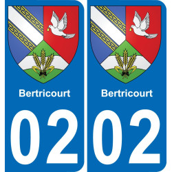 02 Bertricourt autocollant sticker plaque immatriculation auto ville