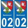 02 Bertricourt autocollant sticker plaque immatriculation auto ville