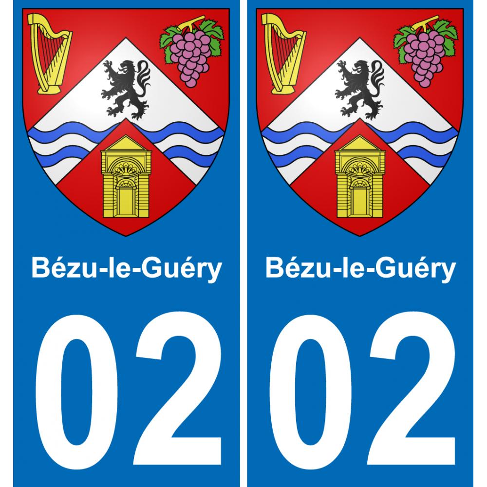 02 Bézu-le-Guéry autocollant sticker plaque immatriculation auto ville