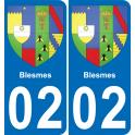 02 Blesmes autocollant sticker plaque immatriculation auto ville