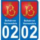 02 Bohain-en-Vermandois placa etiqueta de registro de la ciudad
