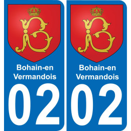 02 Bohain-en-Vermandois placa etiqueta de registro de la ciudad