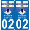 02 Bosmont-sur-Serre autocollant sticker plaque immatriculation auto ville