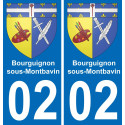 02 Bourguignon-sous-Montbavin autocollant sticker plaque immatriculation auto ville
