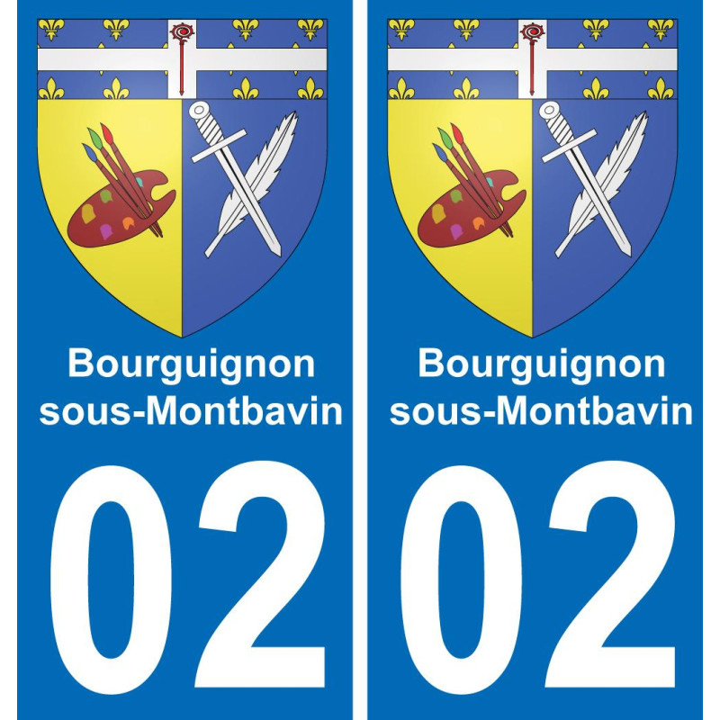 02 Bourguignon-sous-Montbavin autocollant sticker plaque immatriculation auto ville