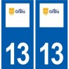 13 Grans logo ville autocollant plaque sticker