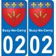 02 Bucy-lès-Cerny autocollant sticker plaque immatriculation auto ville