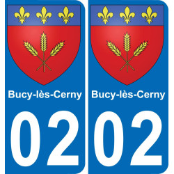 02 Bucy-lès-Cerny autocollant sticker plaque immatriculation auto ville