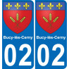 02 Bucy-lès-Cerny autocollant sticker plaque immatriculation auto ville