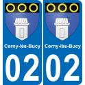 02 Cerny-lès-Bucy autocollant sticker plaque immatriculation auto ville
