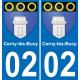 02 Cerny-lès-Bucy autocollant sticker plaque immatriculation auto ville
