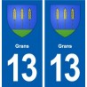 13 Grans blason ville autocollant plaque sticker