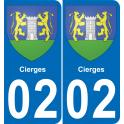 02 Cierges autocollant sticker plaque immatriculation auto ville