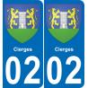 02 Cierges autocollant sticker plaque immatriculation auto ville