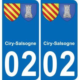02 Ciry-Salsogne autocollant sticker plaque immatriculation auto ville