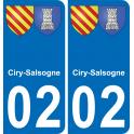 02 Ciry-Salsogne autocollant sticker plaque immatriculation auto ville