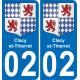 02 Clacy-et-Thierret autocollant sticker plaque immatriculation auto ville