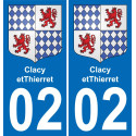 02 Clacy-et-Thierret autocollant sticker plaque immatriculation auto ville