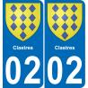 02 Clastres autocollant sticker plaque immatriculation auto ville