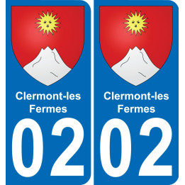 02 Clermont-les-Fermes autocollant sticker plaque immatriculation auto ville