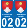 02 Clermont-les-Fermes autocollant sticker plaque immatriculation auto ville
