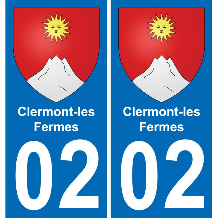 02 Clermont-les-Fermes autocollant sticker plaque immatriculation auto ville